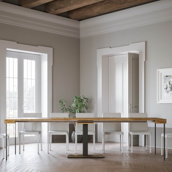 Capital Konsolentisch mit Anthrazit-Rahmen - Ausziehbarer Konsolentisch 90x40/300 cm Capital Weißesche mit Anthrazit-Rahmen