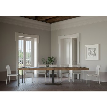 Capital Konsolentisch mit Anthrazit-Gestell - Ausziehbarer Konsolentisch 90x40/300 cm Capital Premium Natureiche mit Anthrazit-Gestell