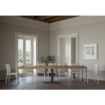 Capital Konsolentisch mit Anthrazit-Gestell - Ausziehbarer Konsolentisch 90x40/300 cm Capital Premium Natureiche mit Anthrazit-Gestell