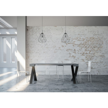 Diago Konsolentisch mit anthrazitfarbenen Beinen - Diago Kleiner ausziehbarer Konsolentisch 90x40/196 cm mit weißer Esche und anthrazitfarbenen Beinen