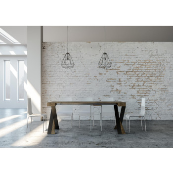 Diago Konsolentisch mit anthrazitfarbenen Beinen - Diago Kleiner ausziehbarer Konsolentisch 90x40/196 cm mit weißer Esche und anthrazitfarbenen Beinen