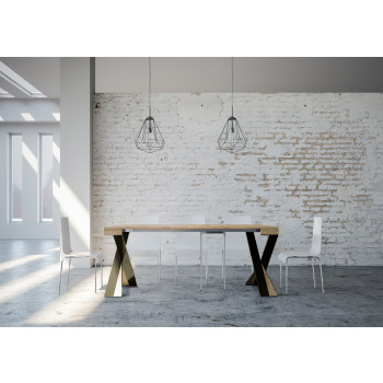 Diago Konsolentisch mit anthrazitfarbenen Beinen - Diago Kleiner ausziehbarer Konsolentisch 90x40/196 cm mit weißer Esche und anthrazitfarbenen Beinen