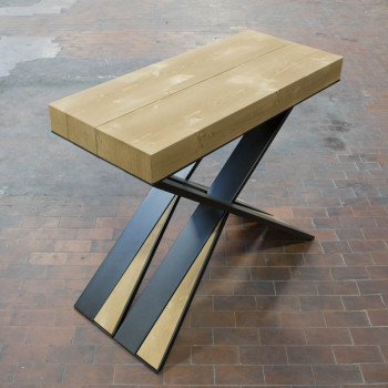 Diago Konsolentisch mit anthrazitfarbenen Beinen - Ausziehbarer Konsolentisch 90x40/290 cm Diago gebeizte Tanne mit anthrazitfarbenen Beinen