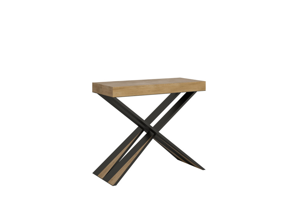 Diago Konsolentisch mit anthrazitfarbenen Beinen - 90x40/300 cm Diago Premium ausziehbarer Konsolentisch mit Natureiche und anthrazitfarbenen Beinen