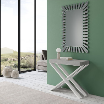 Diago Konsolentisch mit weißen Beinen - Diago Kleiner ausziehbarer Konsolentisch 90x40/196 cm mit weißen Eschenbeinen