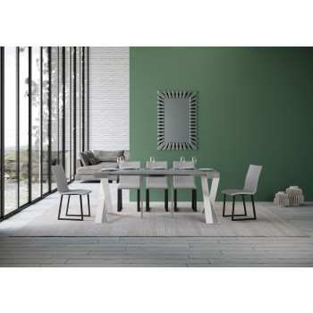 Diago Konsolentisch mit weißen Beinen - Diago Kleiner ausziehbarer Konsolentisch 90x40/196 cm mit weißen Eschenbeinen