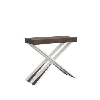 Diago Konsolentisch mit weißen Beinen - Ausziehbarer Konsolentisch 90x40/196 cm Diago Small weiße Esche mit weißen Beinen