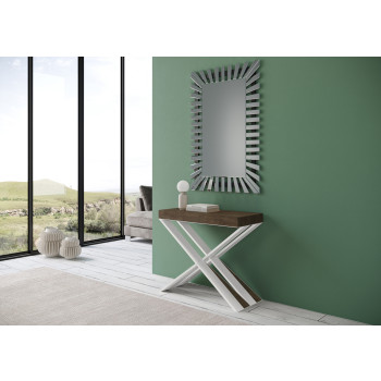 Diago Konsolentisch mit weißen Beinen - Ausziehbarer Konsolentisch 90x40/196 cm Diago Small weiße Esche mit weißen Beinen