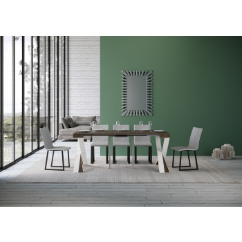 Diago Konsolentisch mit weißen Beinen - Diago Kleiner ausziehbarer Konsolentisch 90x40/196 cm mit weißen Eschenbeinen