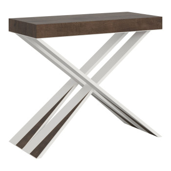 Diago Konsolentisch mit weißen Beinen - Diago Kleiner ausziehbarer Konsolentisch 90x40/196 cm mit weißen Eschenbeinen