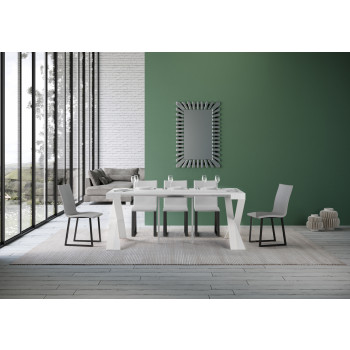 Diago Konsolentisch mit weißen Beinen - Ausziehbarer Konsolentisch 90x40/196 cm Diago Small weiße Esche mit weißen Beinen