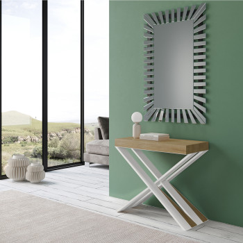 Diago Konsolentisch mit weißen Beinen - Diago Kleiner ausziehbarer Konsolentisch 90x40/196 cm mit weißen Eschenbeinen