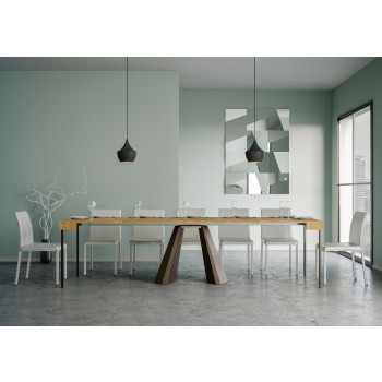 Diamante Konsolentisch mit Bärenbeinen - Ausziehbarer Konsolentisch 90x40/300 cm Diamante Weißesche mit Bärenrahmen