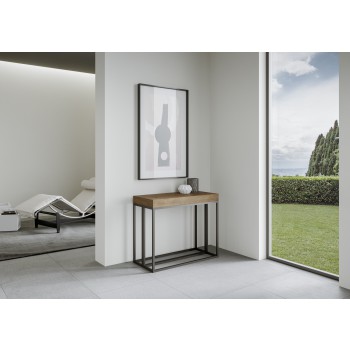 Epoca Konsolentisch mit Anthrazit-Gestell - Ausziehbarer Konsolentisch 90x40/196 cm Epoca Small Premium Natureiche mit Anthrazit-Gestell