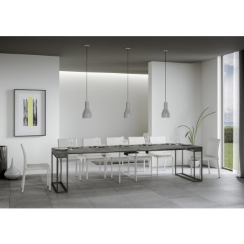 Epoca Konsolentisch mit anthrazitfarbenem Gestell - Ausziehbarer Konsolentisch 90x40/300 cm Epoca Eiche Natur Gestell mit anthrazitfarbenem Gestell