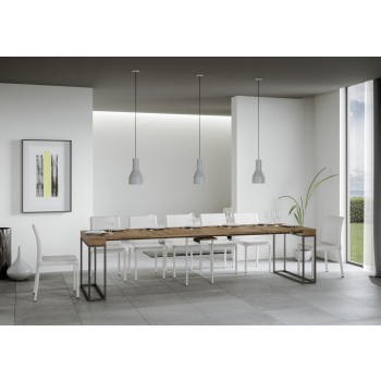 Epoca Konsolentisch mit anthrazitfarbenem Gestell - Ausziehbarer Konsolentisch 90x40/300 cm Epoca Eiche Natur Gestell mit anthrazitfarbenem Gestell