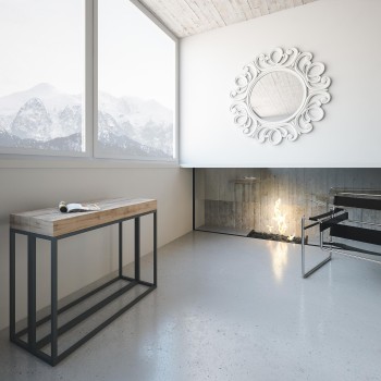 Epoca Konsolentisch mit anthrazitfarbenem Gestell - Ausziehbarer Konsolentisch 90x40/300 cm Epoca Eiche Natur Gestell mit anthrazitfarbenem Gestell