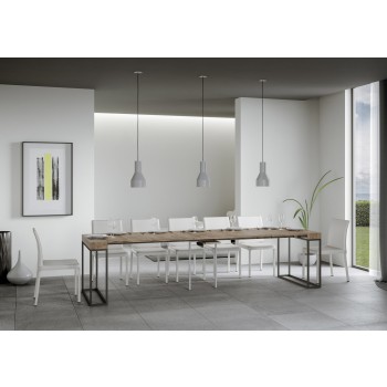 Epoca Konsolentisch mit anthrazitfarbenem Gestell - Ausziehbarer Konsolentisch 90x40/300 cm Epoca Eiche Natur Gestell mit anthrazitfarbenem Gestell