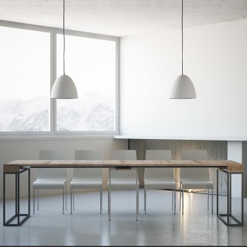 Epoca Konsolentisch mit anthrazitfarbenem Gestell - Ausziehbarer Konsolentisch 90x40/300 cm Epoca Eiche Natur Gestell mit anthrazitfarbenem Gestell