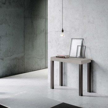 Everyday Konsolentisch mit anthrazitfarbenen Beinen - Everyday Kleiner ausziehbarer Konsolentisch 90x40/196 cm mit weißer Esche und anthrazitfarbenen Beinen