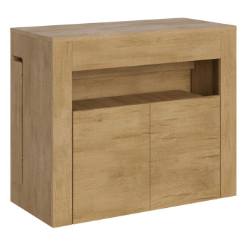 Evolve Konsolentisch mit unterer Bank - Ausziehbarer Konsolentisch 90x42/302 cm Evolve Esche weiß mit Innenverlängerungen und unterer Bank