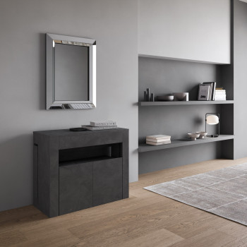 Evolve Konsolentisch mit unterer Bank - Ausziehbarer Konsolentisch 90x42/302 cm Evolve Esche weiß mit Innenverlängerungen und unterer Bank