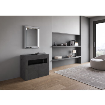 Evolve Konsolentisch mit unterer Bank - Ausziehbarer Konsolentisch 90x42/302 cm Evolve Esche weiß mit Innenverlängerungen und unterer Bank