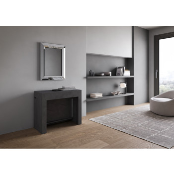 Evolve Konsolentisch mit unterer Bank - Ausziehbarer Konsolentisch 90x42/302 cm Evolve Esche weiß mit Innenverlängerungen und unterer Bank