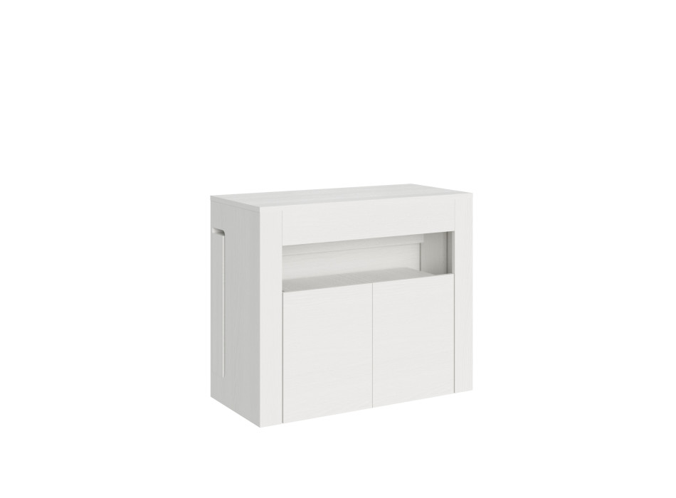 Evolve Konsolentisch mit unterer Bank - Ausziehbarer Konsolentisch 90x42/302 cm Evolve Esche weiß mit Innenverlängerungen und unterer Bank