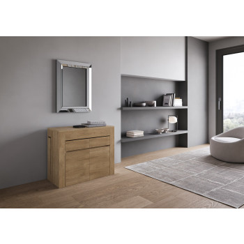 Evolve Konsolentisch mit unterer und oberer Bank - Ausziehbarer Konsolentisch 90x42/302 cm Evolve Esche weiß mit Innenverlängerungen mit unterer und oberer Bank