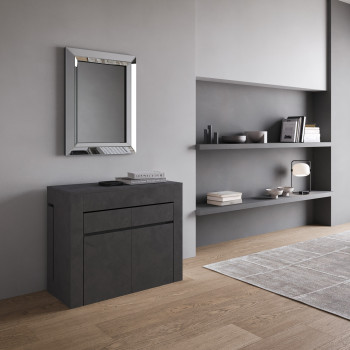 Evolve Konsolentisch mit unterer und oberer Bank - Ausziehbarer Konsolentisch 90x42/302 cm Evolve Esche weiß mit Innenverlängerungen mit unterer und oberer Bank