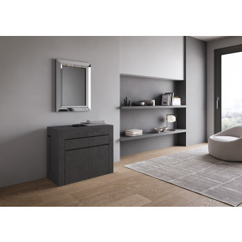 Evolve Konsolentisch mit unterer und oberer Bank - Ausziehbarer Konsolentisch 90x42/302 cm Evolve Esche weiß mit Innenverlängerungen mit unterer und oberer Bank