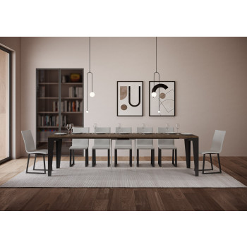 Flame Evolution Konsolentisch mit anthrazitfarbenen Beinen und Rahmen - Flame Evolution ausziehbarer Konsolentisch 90x40/300 cm mit weißem Eschenholzrahmen und anthrazitfarbenen Beinen