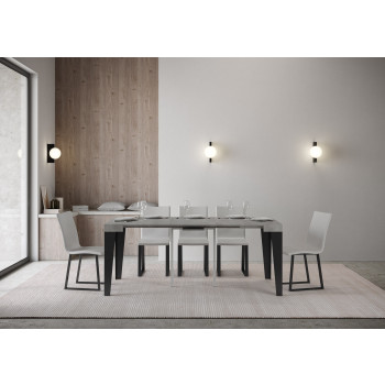 Flame Konsolentisch mit anthrazitfarbenen Beinen - Flame Kleiner ausziehbarer Konsolentisch 90x40/196 cm mit weißer Esche und anthrazitfarbenen Beinen