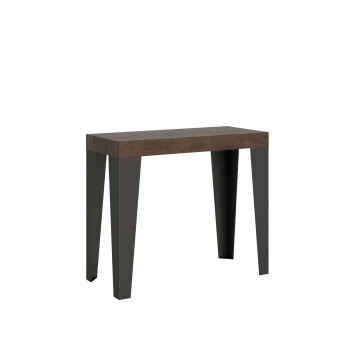 Flame Konsolentisch mit anthrazitfarbenen Beinen - Flame Kleiner ausziehbarer Konsolentisch 90x40/196 cm mit weißer Esche und anthrazitfarbenen Beinen