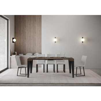 Flame Konsolentisch mit anthrazitfarbenen Beinen - Flame Kleiner ausziehbarer Konsolentisch 90x40/196 cm mit weißer Esche und anthrazitfarbenen Beinen