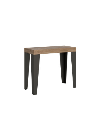 Flame Konsolentisch mit anthrazitfarbenen Beinen - Ausziehbarer Konsolentisch 90x40/196 cm Flame Small Premium Natureiche mit anthrazitfarbenen Beinen