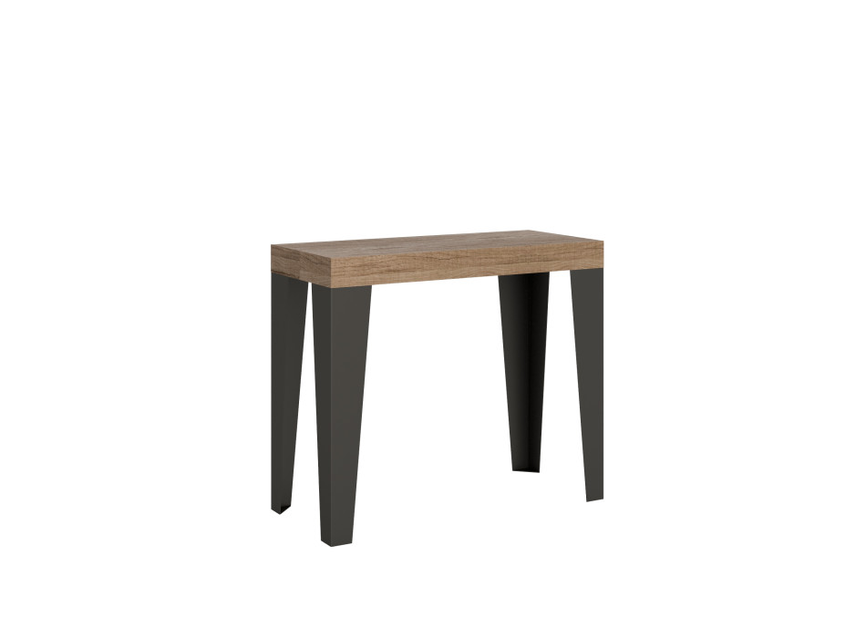 Flame Konsolentisch mit anthrazitfarbenen Beinen - Ausziehbarer Konsolentisch 90x40/196 cm Flame Small Premium Natureiche mit anthrazitfarbenen Beinen