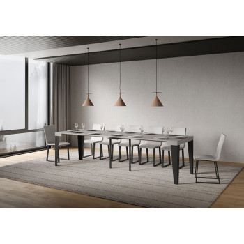 Flame Konsolentisch mit anthrazitfarbenen Beinen - 90x40/300 cm Flame ausziehbarer Konsolentisch mit weißer Esche und anthrazitfarbenen Beinen