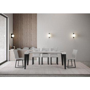 Flame Konsolentisch mit anthrazitfarbenen Beinen - 90x40/300 cm Flame ausziehbarer Konsolentisch mit weißer Esche und anthrazitfarbenen Beinen