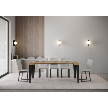 Flame Konsolentisch mit anthrazitfarbenen Beinen - 90x40/300 cm Flame ausziehbarer Konsolentisch mit weißer Esche und anthrazitfarbenen Beinen