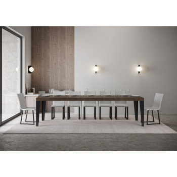 Flame Konsolentisch mit anthrazitfarbenen Beinen - Flame Premium ausziehbarer Konsolentisch 90x40/300 cm mit weißem Eschenholz und anthrazitfarbenen Beinen