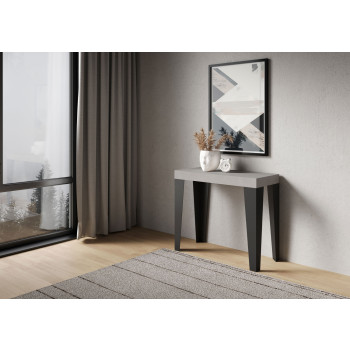 Flame Konsolentisch mit anthrazitfarbenen Beinen - Flame Premium ausziehbarer Konsolentisch 90x40/300 cm mit weißem Eschenholz und anthrazitfarbenen Beinen