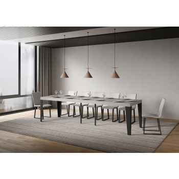 Flame Konsolentisch mit anthrazitfarbenen Beinen - Flame Premium ausziehbarer Konsolentisch 90x40/300 cm mit weißem Eschenholz und anthrazitfarbenen Beinen