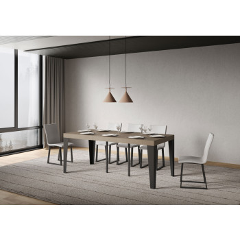 Flame Konsolentisch mit anthrazitfarbenen Beinen - Flame Premium ausziehbarer Konsolentisch 90x40/300 cm mit weißem Eschenholz und anthrazitfarbenen Beinen