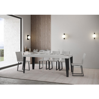 Flame Konsolentisch mit anthrazitfarbenen Beinen - Flame Premium ausziehbarer Konsolentisch 90x40/300 cm mit weißem Eschenholz und anthrazitfarbenen Beinen