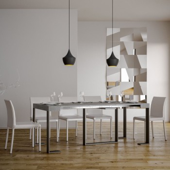 Futura Konsolentisch mit anthrazitfarbenem Gestell - Ausziehbarer Konsolentisch 90x40/196 cm Futura Small Weiße Esche mit anthrazitfarbenem Gestell