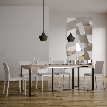 Futura Konsolentisch mit anthrazitfarbenem Gestell - Ausziehbarer Konsolentisch 90x40/196 cm Futura Small Weiße Esche mit anthrazitfarbenem Gestell