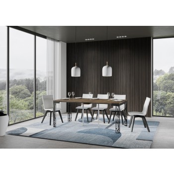 Ghibli Evolution Konsolentisch mit anthrazitfarbenem Gestell - Ausziehbarer Konsolentisch 90x40/196 cm Ghibli Small Evolution Weiße Esche mit anthrazitfarbenem Gestell