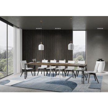 Ghibli Evolution Konsolentisch mit anthrazitfarbenem Gestell - Ausziehbarer Konsolentisch 90x40/300 cm Ghibli Evolution Weiße Esche mit anthrazitfarbenem Gestell